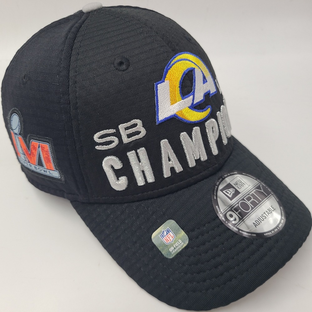 Los Angeles Rams Hat Snapback New Era 9Forty Black‎ NFL Super Bowl LVI Champions